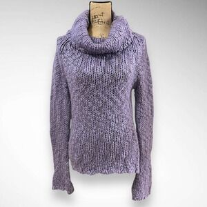 OXFORD FULHAM Y2k Wool Blend Purple Cowl Neck Chunky Knit Sweater Large | EUC